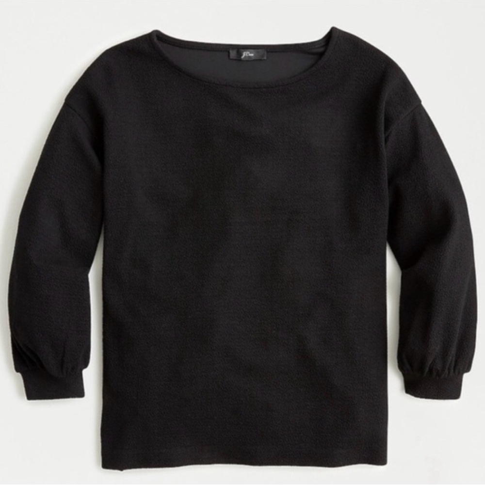 J. Crew | Double-Knit Textured Long-Sleeved Blouse, Black, Size XL - NWT